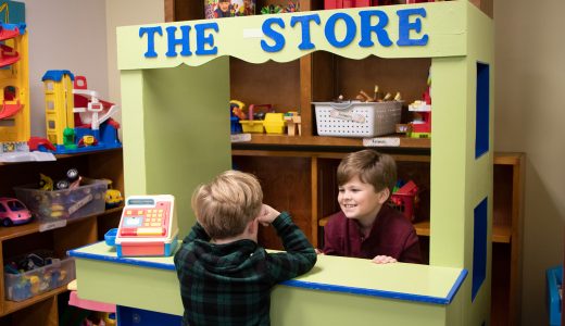children playing in the pre-school room